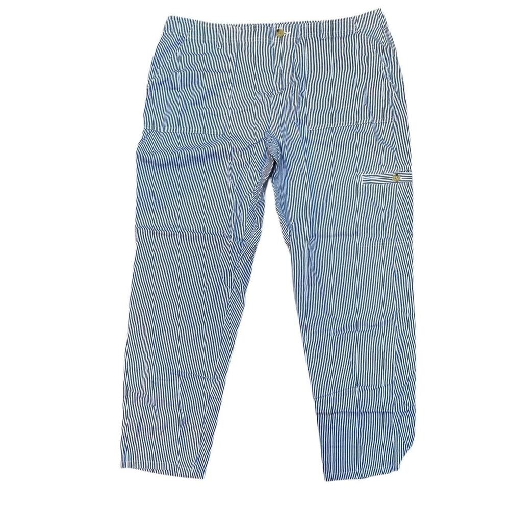 Liz Claiborne Women's Blue Striped 100% Cotton Pants Size 12